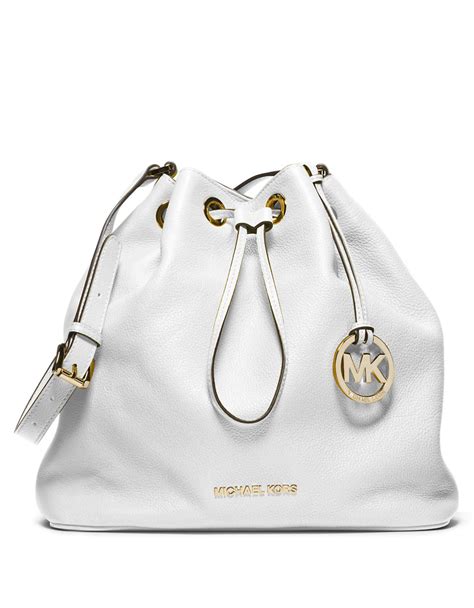 white michael kors draw string purses|Michael Kors optic white handbags.